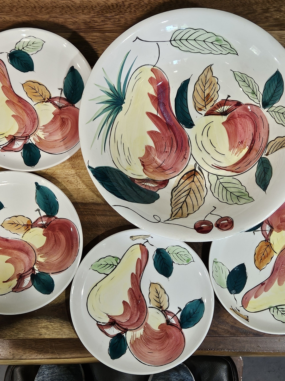 Hand-Painted By Royal Sealy Japan Fruit Ceramic Salad Bowl & Plates - Multicolor